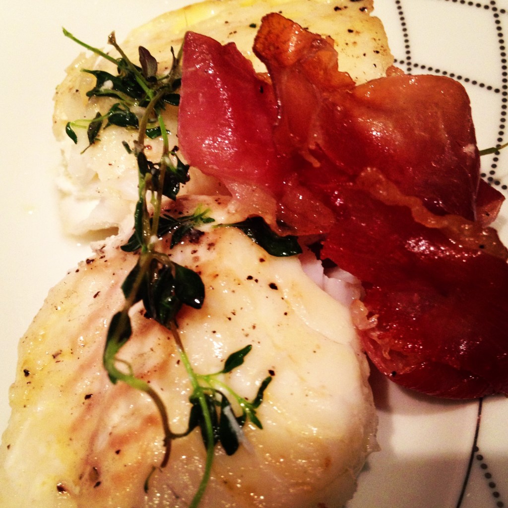 Cod with lemonthyme and fried Parma&nbsp;ham