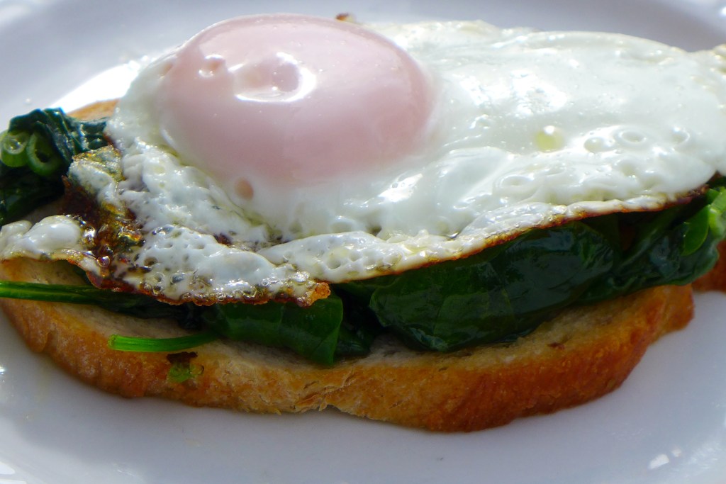 Eggs and spinach on toast