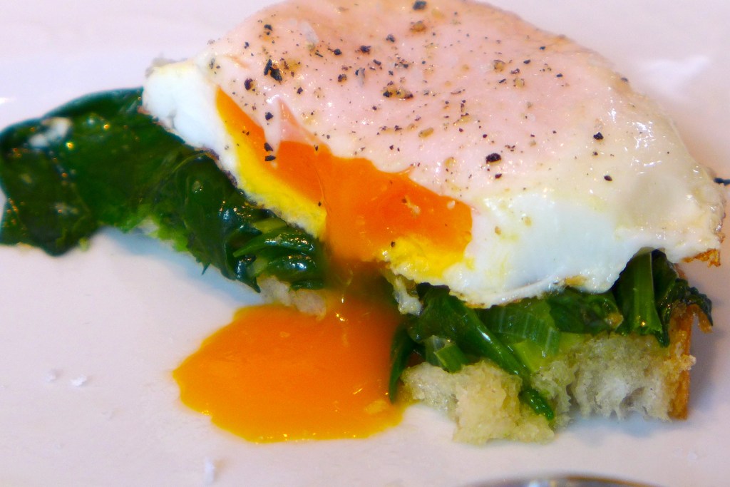 Eggs on spinach and toast