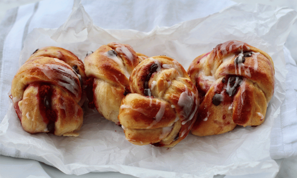 Bringebær- og sjokoladeboller