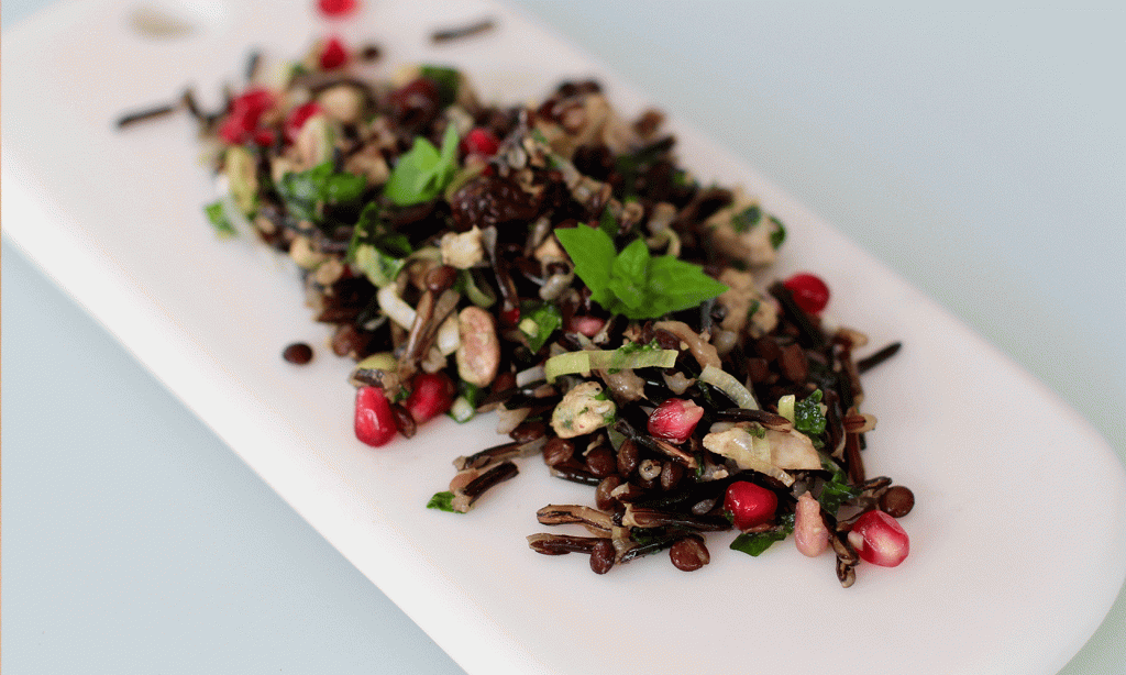 Juvel-salat med granateple og&nbsp;villris