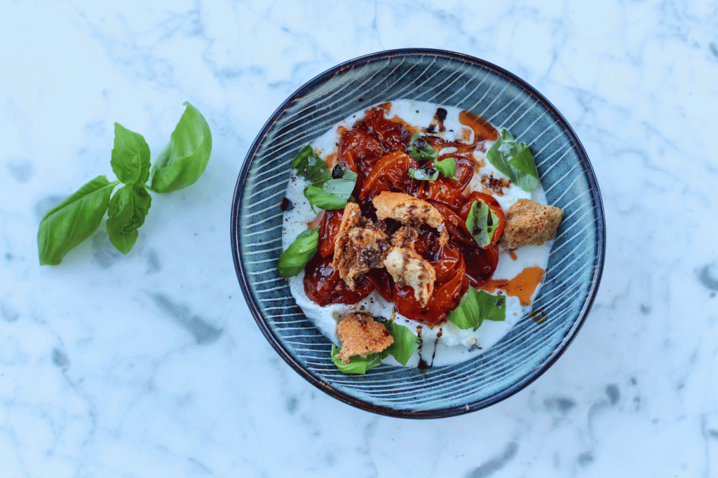 Ovnsbakt tomat- og&nbsp;mozarellasalat