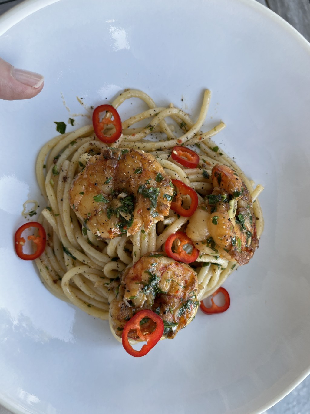 Pasta med marinerte&nbsp;villreker